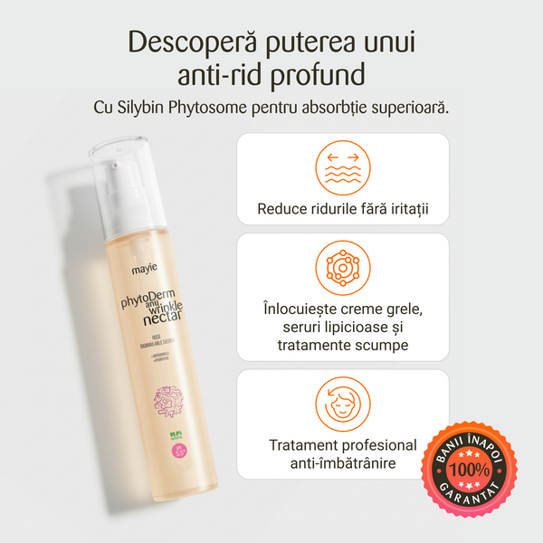 Diminuează aspectul ridurilor cu PhytoDerm Antiwrinkle Nectar, Nectar Antirid cu Fitozom de Silybin