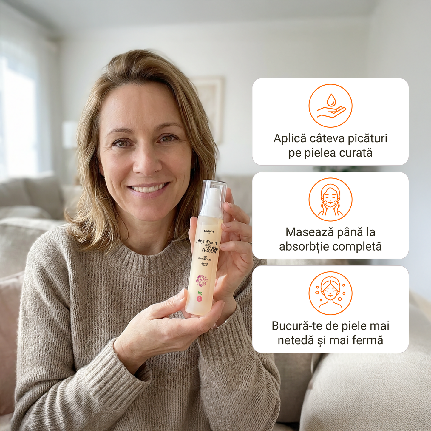 Diminuează aspectul ridurilor cu PhytoDerm Antiwrinkle Nectar, Nectar Antirid cu Fitozom de Silybin