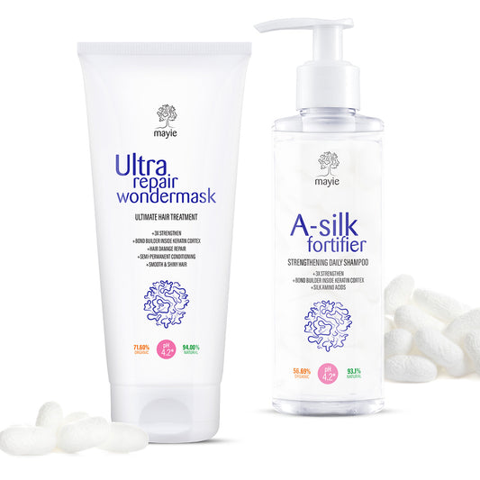 Mayie - Hair Repair Kit cu șampon profesional de întărire A-silk Fortifier și cu tratament profesional de întărire Ultra Repair Wondermask