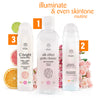 Mayie Illuminate and Even Skintone Routine - crema cu vitamina C C-bright, Cleanserul bland cu trandafir si niacinamide si boosterul de hidratare cu acid hialuronic